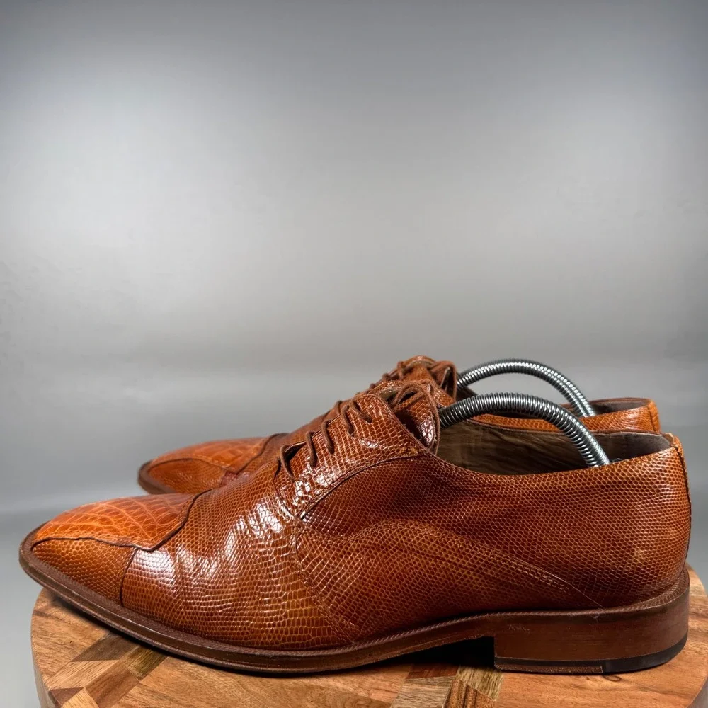 David‎ Eden Genuine Lizard Crocodile Embossed Leather Oxford Dress Shoes Mens 10